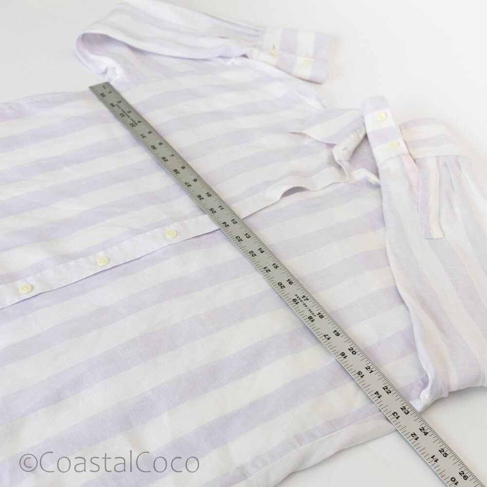 Hinson Wu Larissa Size S Oversize 100% Linen Striped Cabana Beach Resort Coastal - Picture 9 of 12